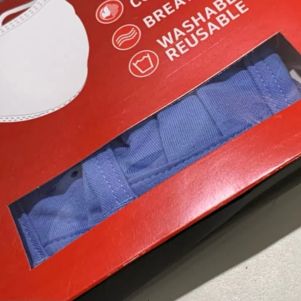 New 8 ct Hanes Kids Cloth Face Masks Washable Reusable Age 5-12 Gray & Blue